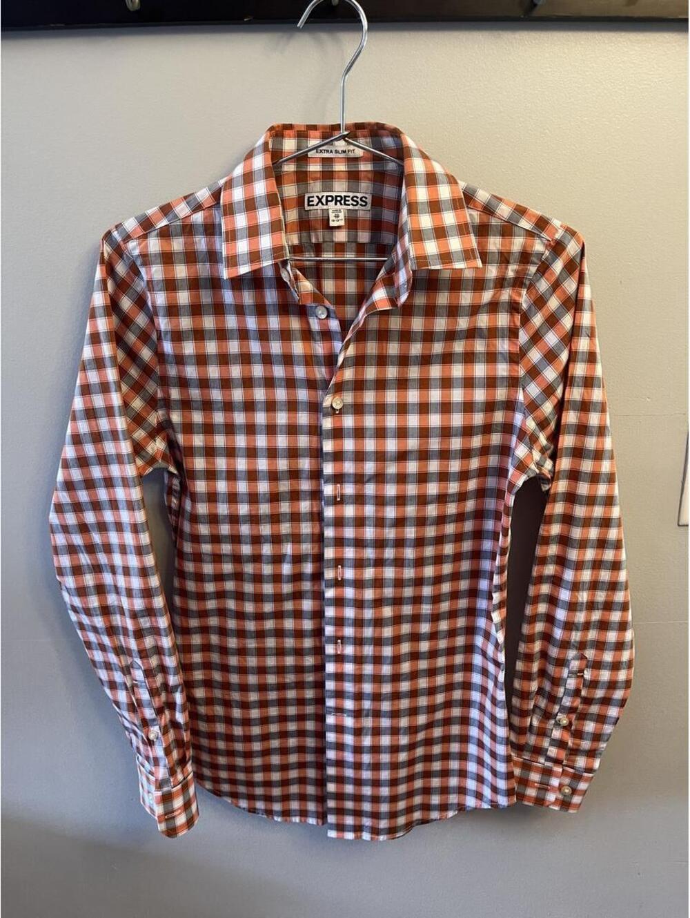 Express Men's Orange and Multi Shirt